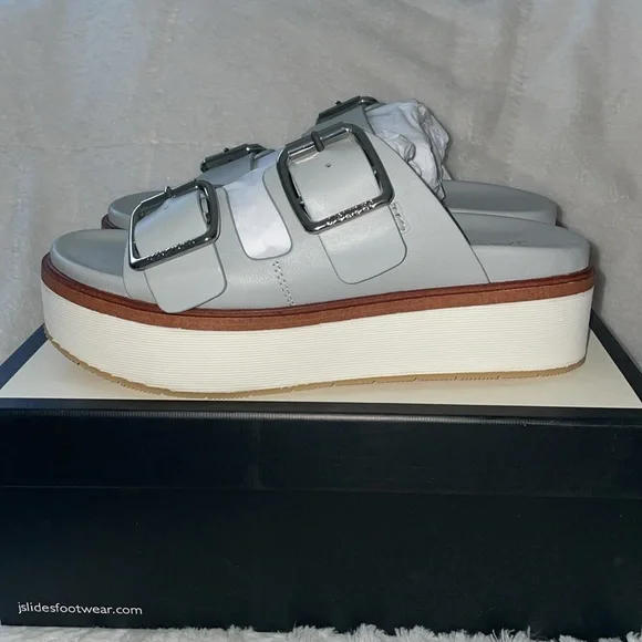 NWT J/SLIDES BOWIE Grey Leather Sandal - Picture 11 of 15